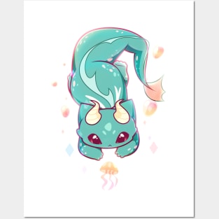 Water Dragon Cat Posters and Art